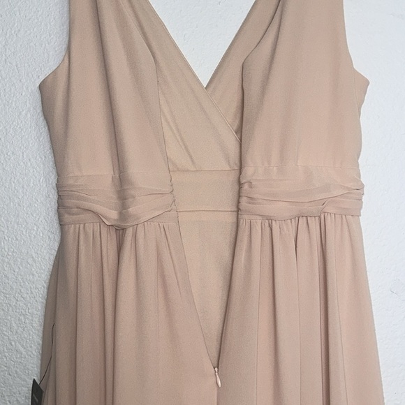 Lulus Thoughts of Hue Blush Surplice Maxi Long Dress Side Split Size Medium NWT - Picture 6 of 10